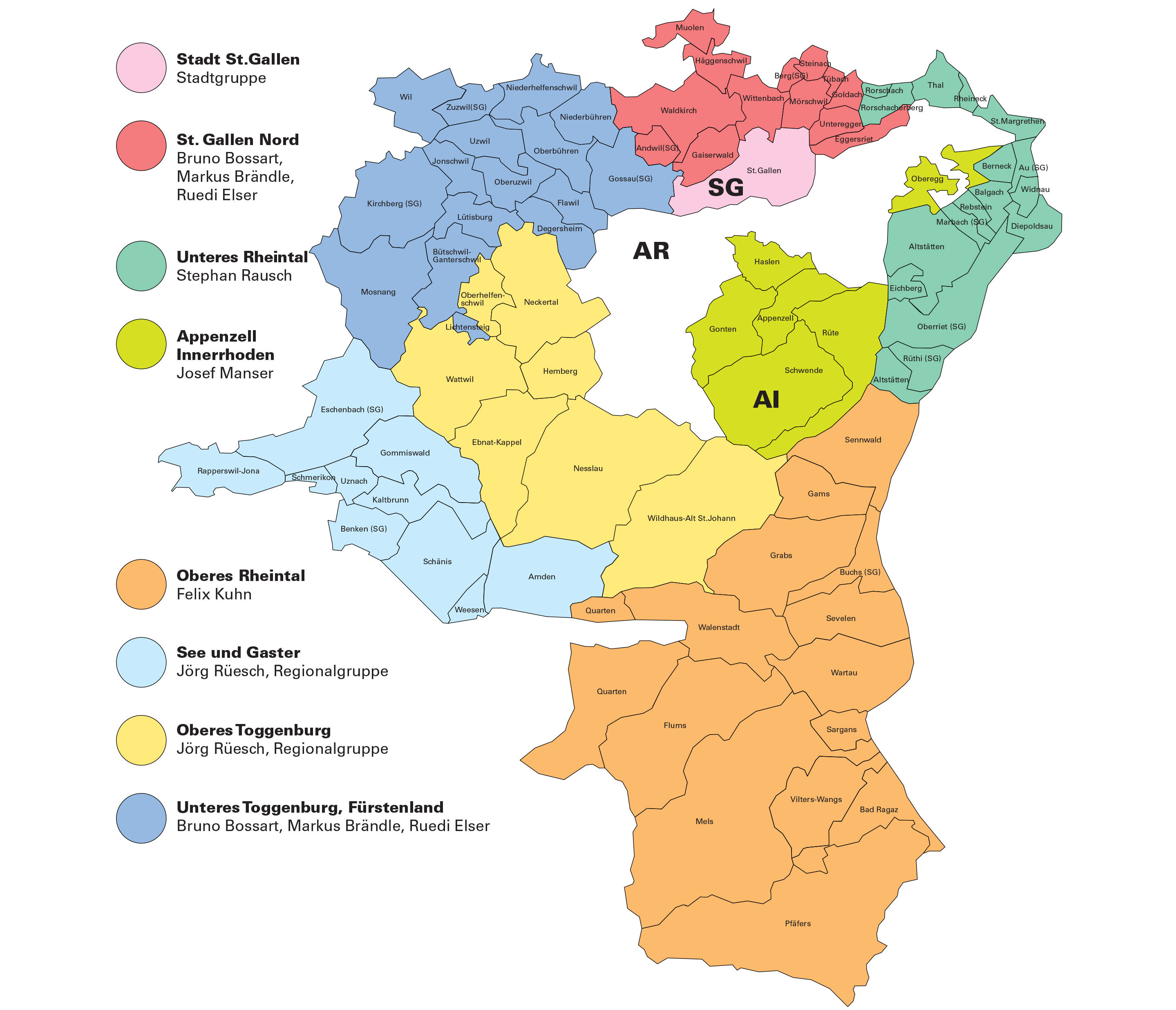 In Ihrer Region. Regionenkarte St.Gallen / Appenzell Innerrhoden